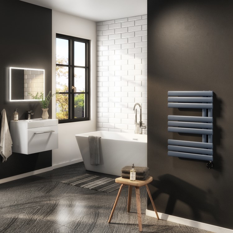 Anthracite Smart Electric Towel Radiator with Wi-Fi Thermostat - 600W - H650xW450mm - Bathroom Safe