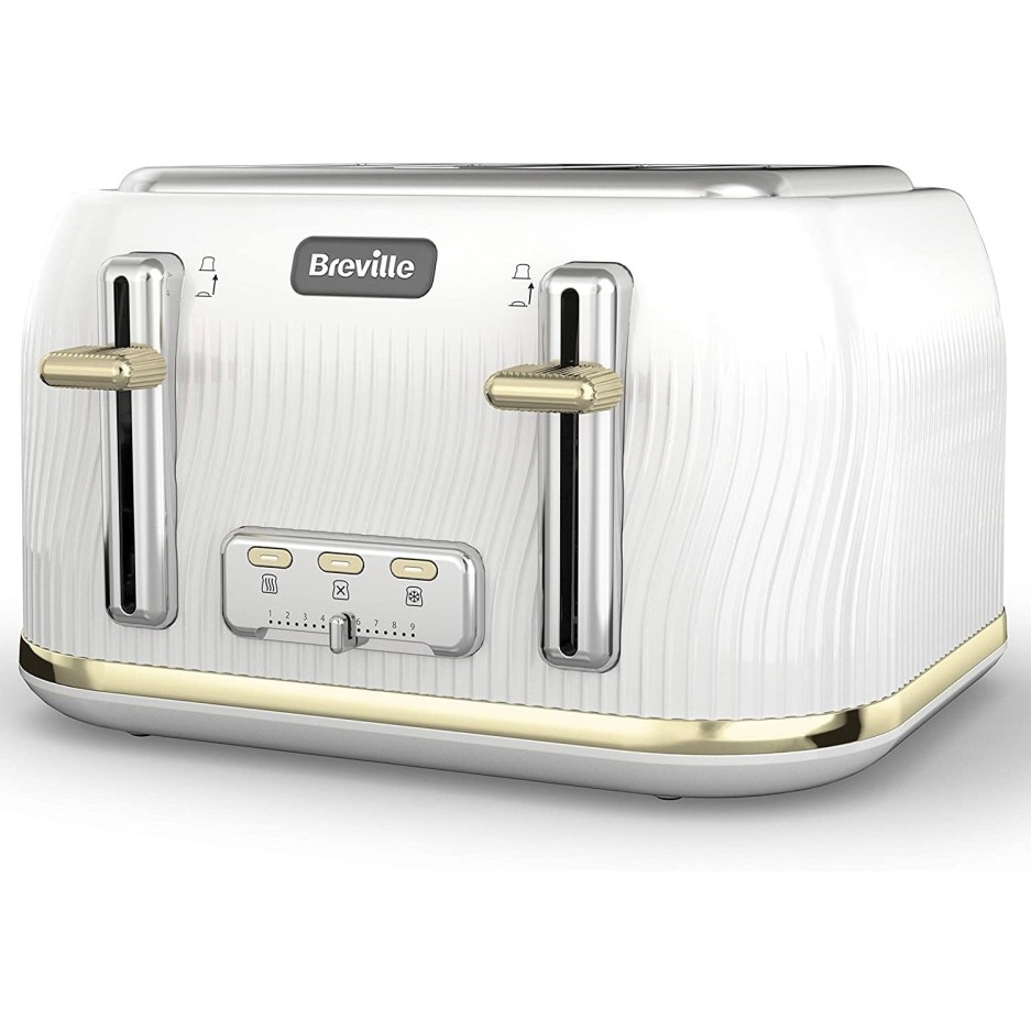 Breville VTT976 Flow 4 Slice Toaster White & Gold BuyItDirect.ie