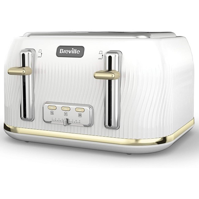Breville VTT976 Flow 4 Slice Toaster - White & Gold