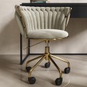 VTY002 Cream Velvet Knotted Swivel Office Chair - Verity