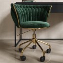 VTY003 Dark Green Velvet Knotted Swivel Office Chair - Verity