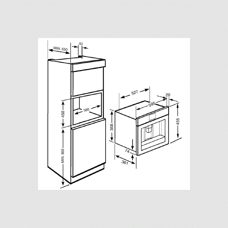Smeg CMSC451B Linea Compact Fully Automatic Built-in Coffee Machine White