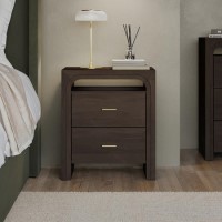 Dark Mango Wood 2 Drawer Bedside Table - Vixen