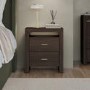 Dark Mango Wood 2 Drawer Bedside Table - Vixen