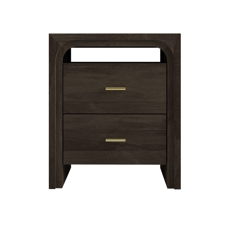 Dark Mango Wood 2 Drawer Bedside Table - Vixen