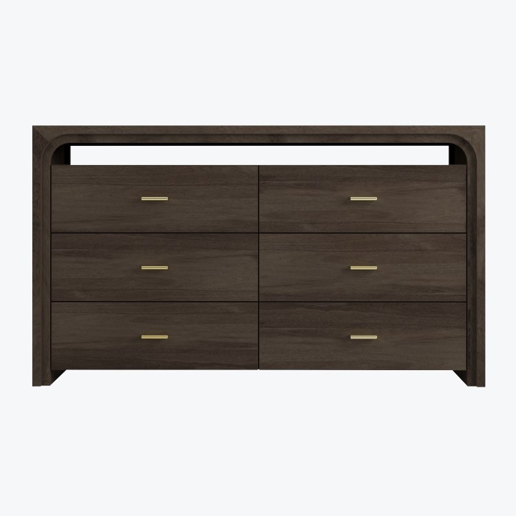 Dark Mango Wood Chest of 6 Drawers - Vixen