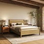 Light Oak Double Wooden Bed Frame - Vixen