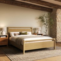 Light Oak King Wooden Bed Frame - Vixen