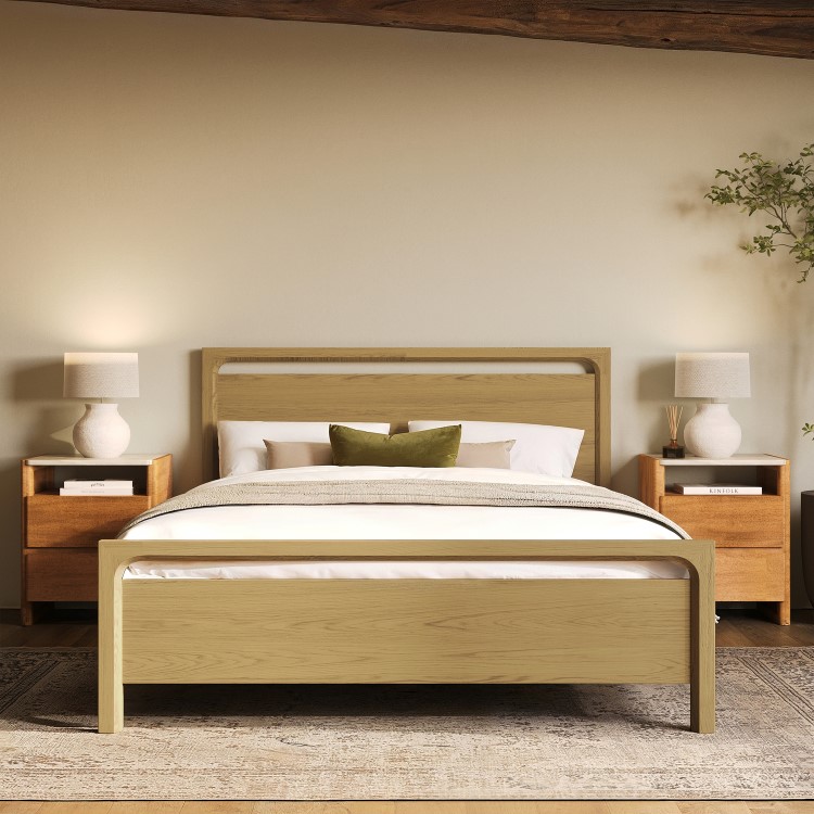Light Oak King Wooden Bed Frame - Vixen