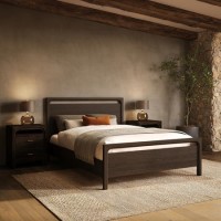 Dark Wood Double Wooden Bed Frame - Vixen