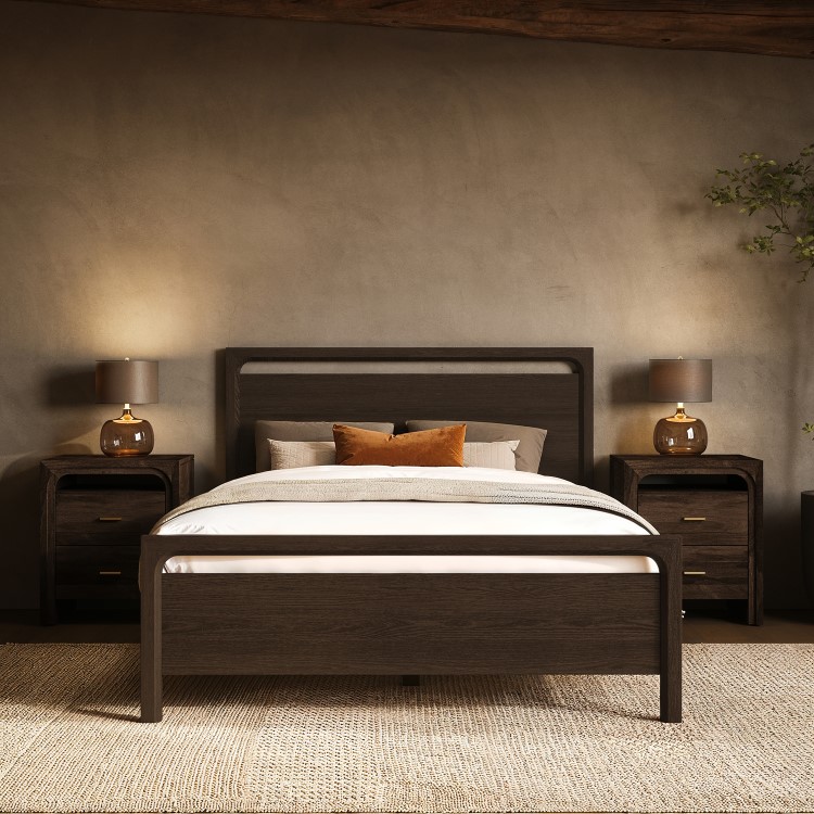 Dark Wood Double Wooden Bed Frame - Vixen