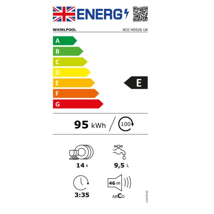 Refurbished Whirlpool W2IHD526UK 14 Place Freestanding Dishwasher