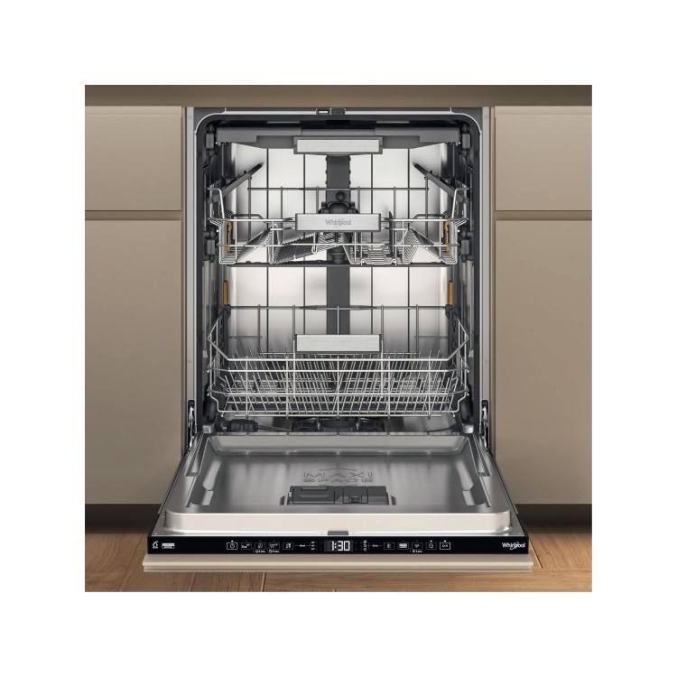 Whirlpool 6th Sense Integrated Dishwasher - C-Rated, Black control panel