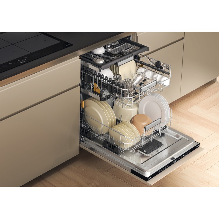 Whirlpool 6th Sense Integrated Dishwasher - C-Rated, Black control panel
