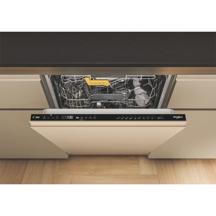 Whirlpool Integrated Dishwasher - 6th Sense PowerClean Pro B-Rated - Black control panel