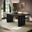 WAE001A Large Black Oak Extendable Dining Table - Seats 6 - 8 - Wave