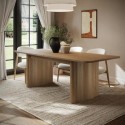 WAE002A Large Rustic Oak Extendable Dining Table - Seats 6 - 8 - Wave