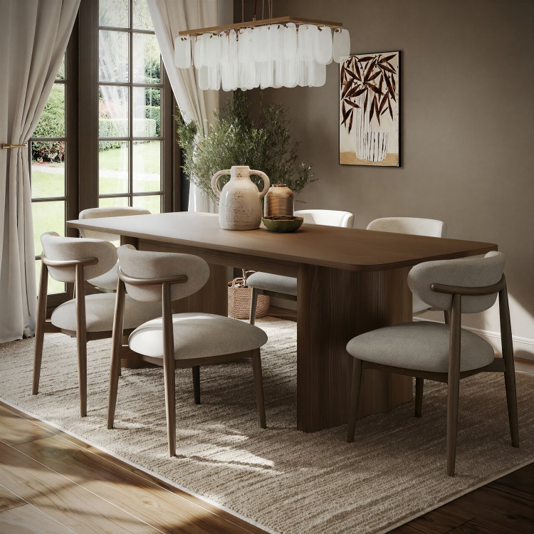 Large Walnut Extendable Dining Table - Seats 6 - 8 - Wave