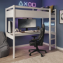 High Sleeper Loft Gaming Bed with Desk in White - Wyatt