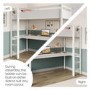 High Sleeper Loft Gaming Bed with Desk in White - Wyatt