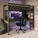 WAT003 High Sleeper Loft Gaming Bed with Desk in Green - Wyatt