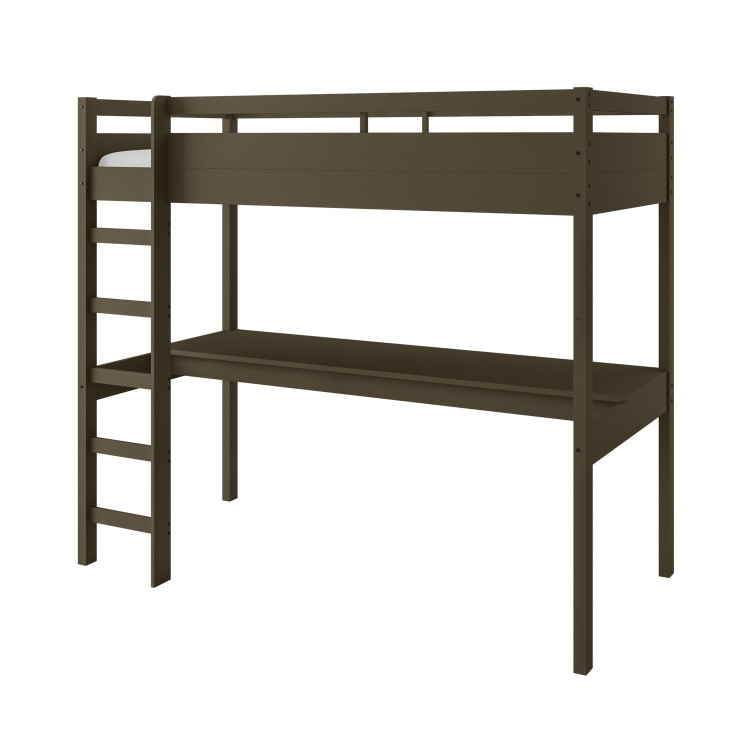 High Sleeper Loft Gaming Bed with Desk in Green - Wyatt
