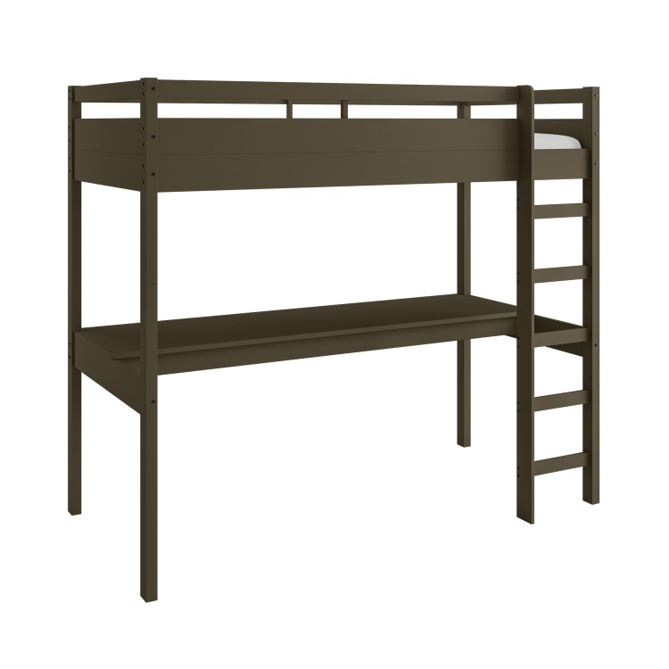 High Sleeper Loft Gaming Bed with Desk in Green - Wyatt