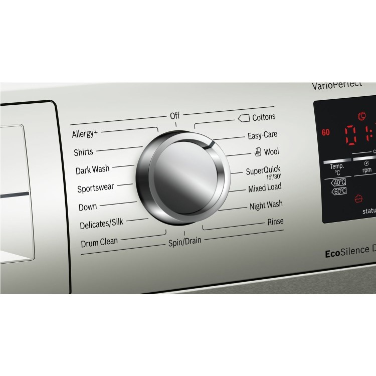 Refurbished Bosch Serie 6 WAT2840SGB Freestanding 9KG 1400 Spin Washing Machine Silver