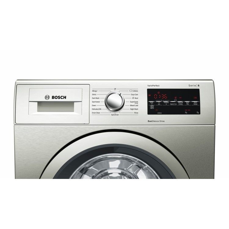 Refurbished Bosch Serie 6 WAT2840SGB Freestanding 9KG 1400 Spin Washing Machine Silver