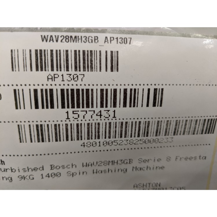 Refurbished Bosch WAV28MH3GB Serie 8 Smart Freestanding 9KG 1400 Spin Washing Machine White