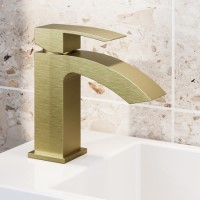 Brushed Brass Cloakroom Mono Basin Mixer Tap - Wave Brushed Brass Cloakroom Mono Basin Mixer Tap - Wave