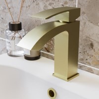 GRADE A1 - Brushed Brass Mono Basin Mixer Tap - Wave