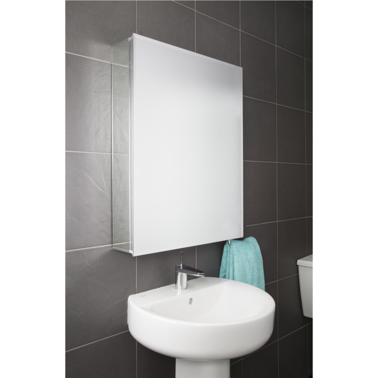 GRADE A1 - Croydex Haven Aluminium Single Door Mirror Cabinet