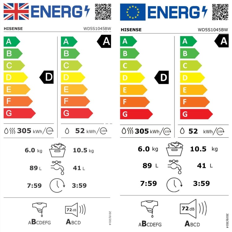 Hisense 5 Series 10.5kg Wash 6kg Dry 1400rpm Washer Dryer - White