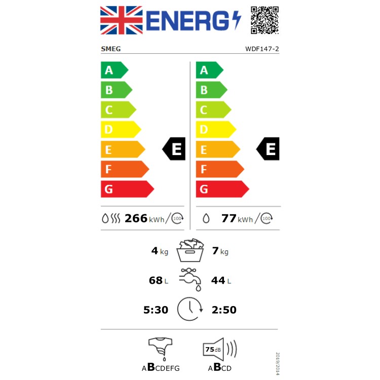 Refurbished Smeg 7kg Wash 4kg Dry 1400rpm Freestanding Washer Dryer - White