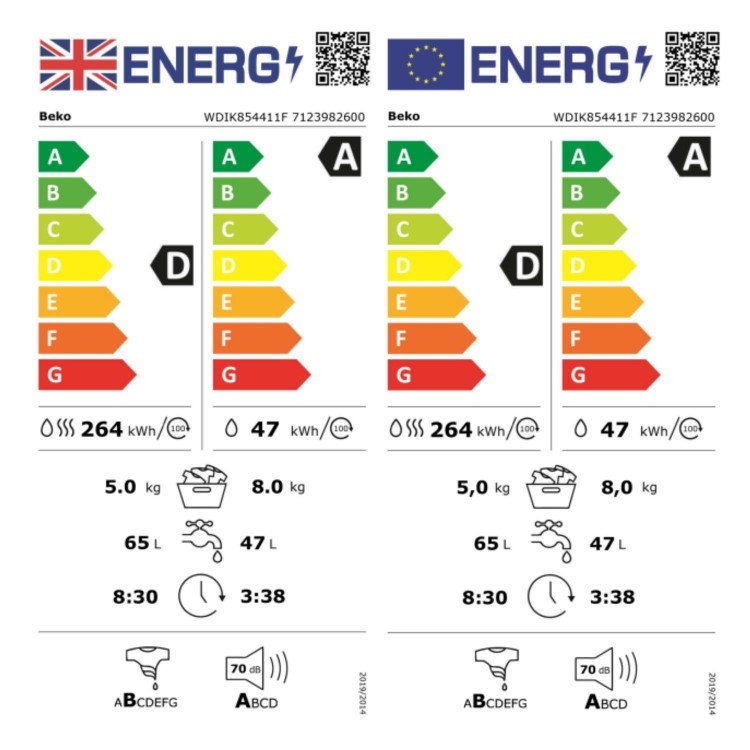Beko 8kg Wash 5kg Dry 1400rpm Integrated Washer Dryer