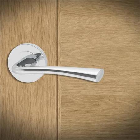 Internal Silver Polished Chrome Bathroom Lever Door Handle with Lock, Latch and Hinges Pack - 75mm Latch - Weser - XL Joinery