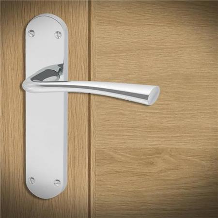 Internal Silver Polished Chrome Lever Door Handle with Latch and Hinges Pack - 65mm Latch - Weser - XL Joinery