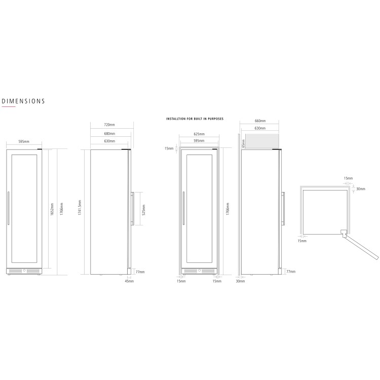 Refurbished Caple Classic WF1552 Freestanding 111 Bottle Triple Zone Wine Cabinet Stainless Steel Door