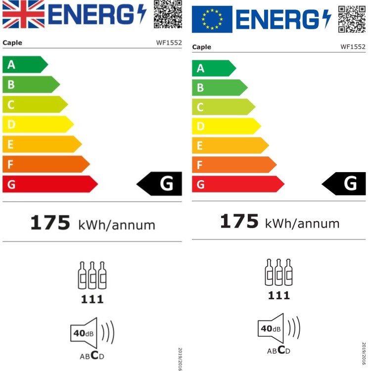 Caple Classic 111 Bottle Triple Zone Freestanding Wine Cabinet - Stainless Steel Door
