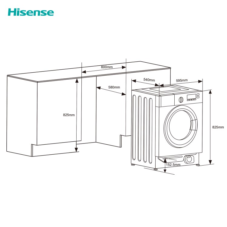 Hisense 3 Series 7kg 1400rpm Integrated Washing Machine - White