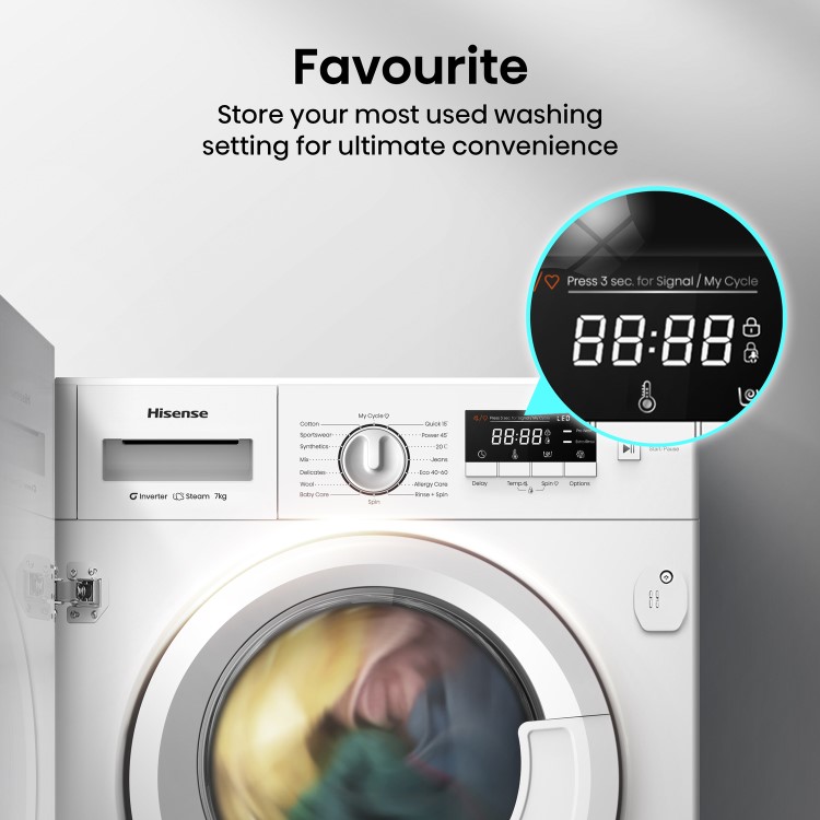 Hisense 3 Series 7kg 1400rpm Integrated Washing Machine - White