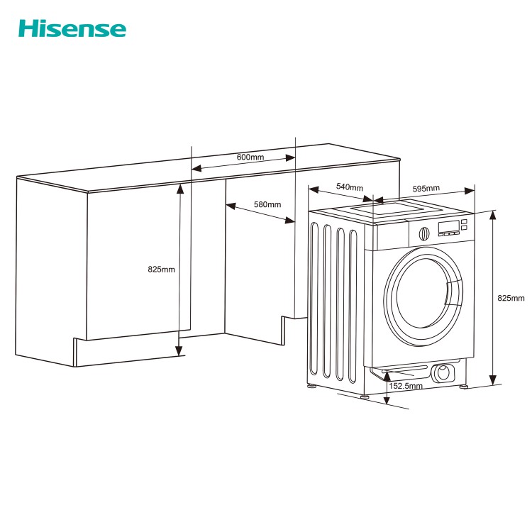 Hisense 3 Series 8kg 1400rpm Integrated Washing Machine - White