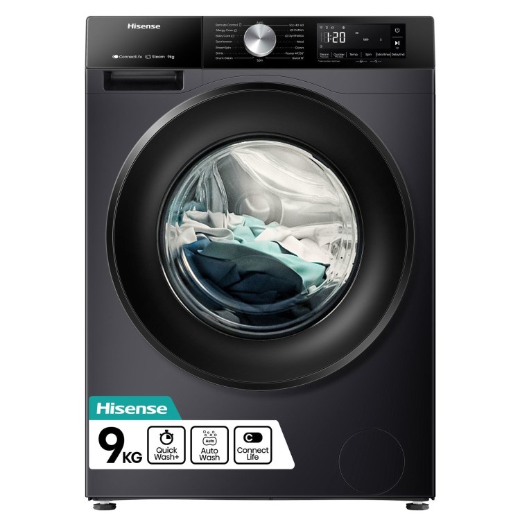 Hisense 3S Series 9kg 1400rpm Washing Machine - Black