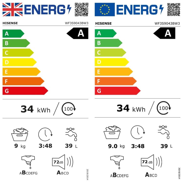 Hisense 3 Series 9kg 1400rpm Washing Machine - White