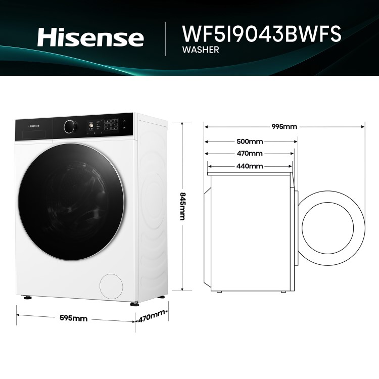 Hisense KitchenFit 5i Series 9kg 1400rpm Washing Machine - White