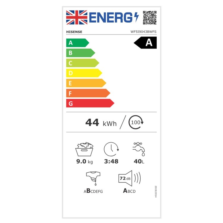 Hisense KitchenFit 5i Series 9kg 1400rpm Washing Machine - White