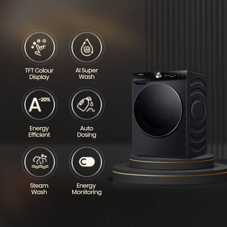 Hisense 7S Series 12kg 1400rpm Washing Machine - Black