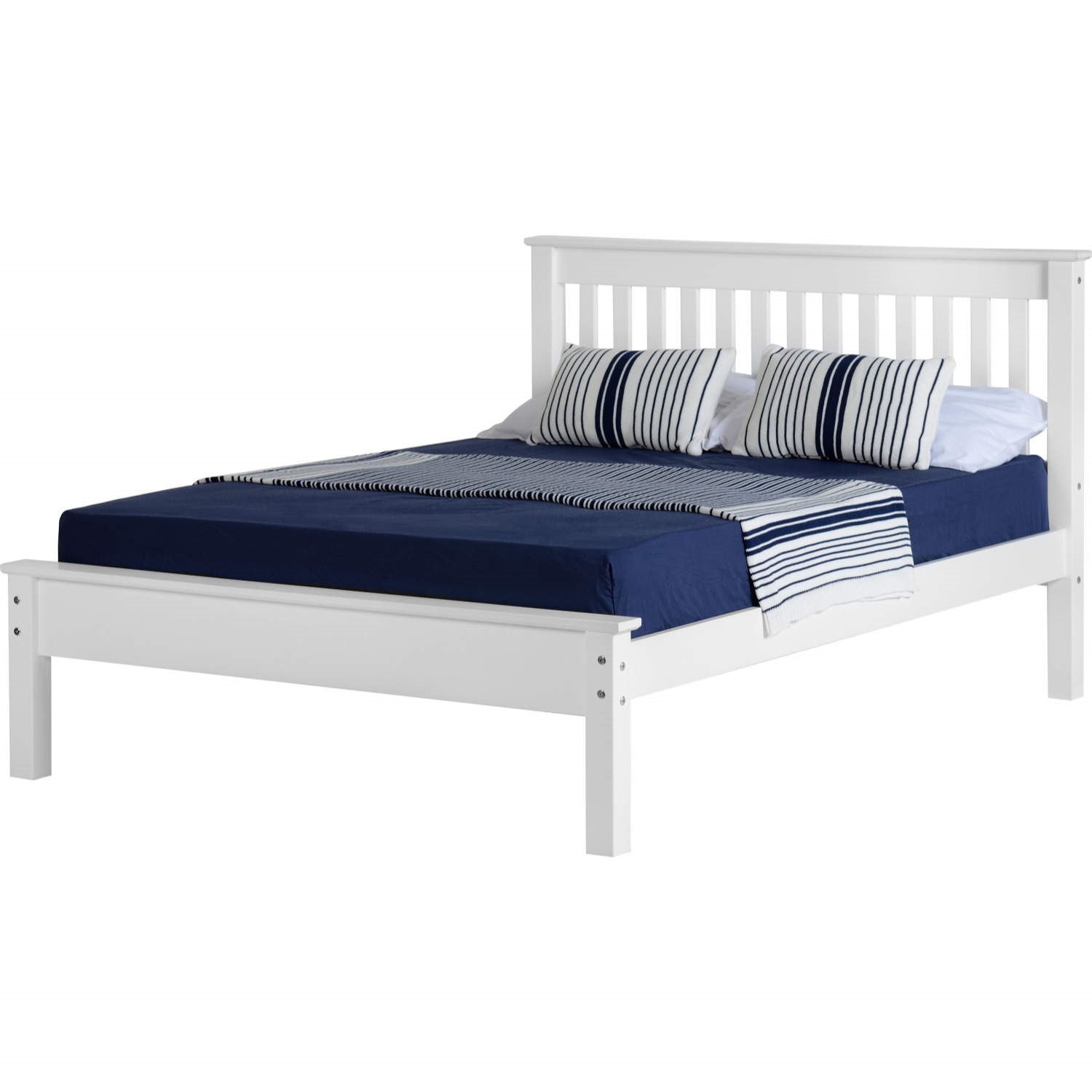 Seconique Monaco Double Bed Frame In, Low White Bed Frame