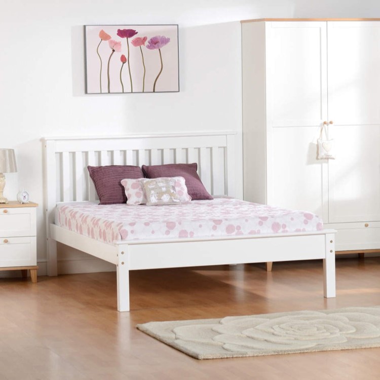 Seconique Arcadia 2 Drawer Bedside Table in White and Ash Wood